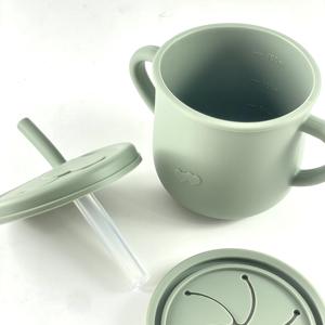 Vaso de silicona para bebé con pajita y compartimento para snacks, vaso de entrenamiento abierto y recipiente antiderrame para comida de bebé - Product Image 1