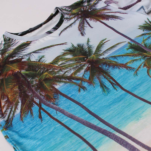 T-shirt personnalisé pour homme, coupe ajustée, manches courtes, imprimé feuilles tropicales, col rond, respirant, tricoté, décontracté, pour l'été - Product Image 4