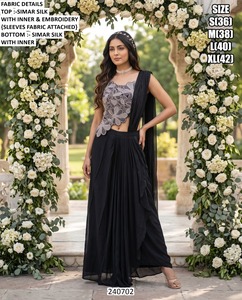 Traje Salwar de Seda Gris Bordado con Cuentas, Largo hasta el Suelo, Conjunto Tradicional de Fiesta para Mujer, Dupatta Bhandhani de Secado Rápido - Product Image 5