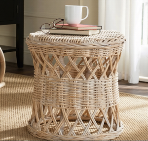 Tabouret ottoman traditionnel en bambou écologique, multi-usages, pour salon, avec revêtement en tissu - Product Image 4