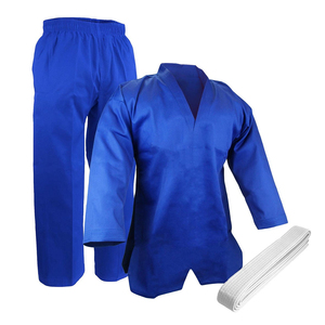 Uniforme de Taekwondo Rojo para Niños, Ropa de Artes Marciales Transpirable de Algodón para Práctica y Entrenamiento con Cinturón Blanco - Product Image 6