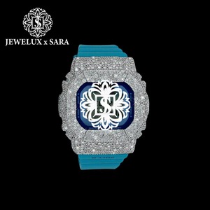 Montre de luxe en caoutchouc bleu Mossinate de qualité supérieure avec diamants, idéale pour les fêtes, le bureau, les activités de plein air et les cadeaux - Product Image 1