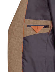 Costume plissé en laine/soie pour homme, sur mesure, costume texturé marron clair pour homme, blazer et pantalon coupe ajustée, vêtements polyvalents pour affaires et mariages - Product Image 4