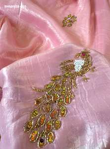 Conjunto de Saree y Blusa de Primera Calidad para Festivales, Diseño Candy Crush con Peacock Butta Hecho a Mano, Precio de Mayoreo, Saree Love - Product Image 3