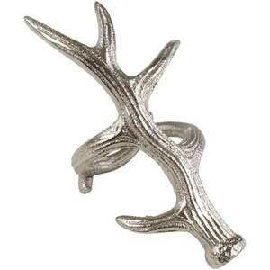 <b>Silver</b> Antler <b>Napkin</b> Ring Rustic Metal Table Decor for Christmas 5.5 Inch - Product Image 5