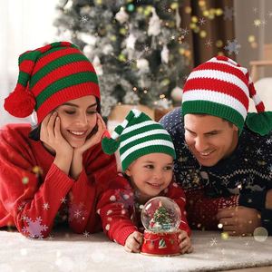 Unisex Striped Elf <b>Hat</b> with <b>Pom</b> <b>Pom</b>, Computer Knitted Winter Beanie <b>for</b> Adults - Product Image 2