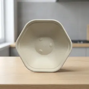 Most Popular Pulp Moulded Disposable 360 Inch Hexa <b>Bowl</b> Eco Friendly Compostable Food Serving <b>Bowl</b> for Parties and Events - Product Image 3