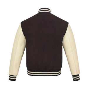 Blouson universitaire d'hiver pour homme en polyester/coton, noir, écologique, respirant, coupe-vent, avec doublure en laine, style preppy, fermeture éclair, lettre B - Product Image 2