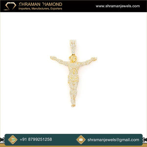 Custom Iced 10K Solid <b>Gold</b> Peace Minimalist Jesus <b>Crucifix</b> Lab Grown Diamond Pendant Charm <b>Necklace</b> Christian Religious Parties - Product Image 5