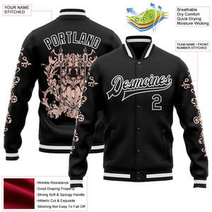 Splendid Apparel Custom Printed Polyester/Cotton Varsity <b>Jacket</b> Plus Size <b>Men</b> Baseball <b>Jacket</b> Oversized <b>Letter</b> Patchwork Flame - Product Image 2