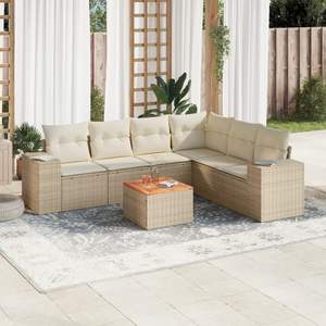 Ensemble de canapés de jardin en rotin beige, mobilier d'extérieur avec coussins en mousse haute densité, design contemporain imperméable - Product Image 1