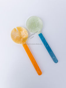 ชุดช้อนสลัดเรซิ่นทำมือ ลายคลื่นวน สีเหลือง/น้ำตาล/ส้ม ใช้กับเครื่องล้างจานได้ ปลอดสาร BPA สำหรับใช้ในบ้านและเชิงพาณิชย์ - Product Image 2