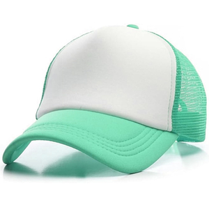 White and Mint Green Trucker Cap Mesh Back Adjustable Unisex 6-Panel <b>Hat</b> Casual Spring <b>Summer</b> Style - Product Image 2