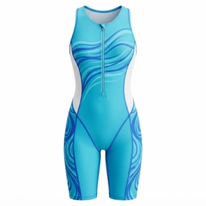 Traje de Natación Profesional Azul sin Mangas para Aguas Abiertas, Traje de Compresión para Triatlón, Cierre Frontal sin Costuras, 100% Poliéster - Product Image 5