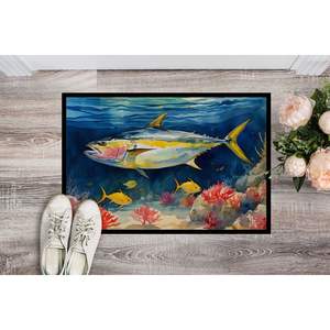 Felpudo de diseño de atún de aleta amarilla, antideslizante, lavable, de pila baja, para entrada interior y exterior, 24H X 36W - Product Image 2