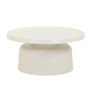 Table basse vintage en métal blanc, table centrale pour chambre d'hôtes, salon, avec forme ronde, table basse décorative - Product Image 1