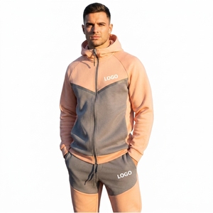 Ensemble de survêtements pour hommes en gros, personnalisé, de haute qualité, veste zippée et pantalon élégant, 2 pièces - Product Image 3