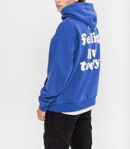 Sweat-shirt à capuche noir pour homme, coupe classique, couleur unie, en coton tricoté, décontracté, pour l'automne - Product Image 2