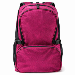 Cheerleading <b>Backpack</b> Custom Fuchsia for Glitter Dual Buckle <b>Large</b> Front Pocket Mesh Side Panelled Anti-Theft GPS Waterproof - Product Image 1