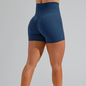 Shorts Deportivos de Cintura Alta para Mujer, Diseño Cruzado, Color Morado Sólido, Transpirables, Ajustados, para Gimnasio y Fitness - Product Image 6