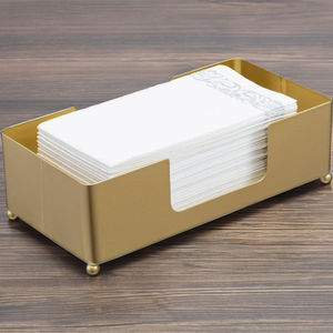 Servilletero Rectangular de Hierro Dorado Moderno y Duradero Hecho a Mano de 9x5.5x2.5 Pulgadas para Uso en el Hogar, Restaurantes y Bodas - Product Image 1