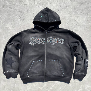 Custom Logo Men Acid Wash Hoodie Jogger Tracksuit Vintage Streetwear Gym Wear OEM Supplier - Product Image 5