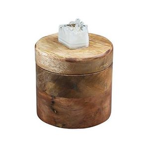 Pot en bois d'acacia écoresponsable fait main avec impression émaillée pour le rangement sur comptoir de cuisine – Bouteilles et bocaux - Product Image 4