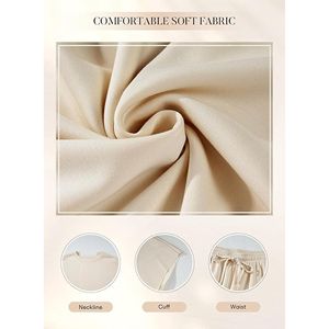 Set da Notte a 2 Pezzi per Donna, Top Oversize Beige con Collo Tondo e Maniche Corte - Pigiama Morbido per Dormire, Taglie fino a 2XL - Product Image 4