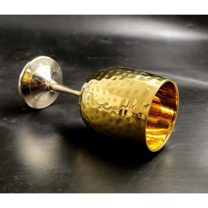 Handmade Brass <b>Wine</b> <b>Goblet</b> Round Embossed Luxury Design For Party Use - Product Image 5