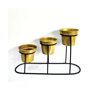 Modern 3 Tier Metal <b>Plant</b> <b>Stand</b> Golden <b>Brass</b> Flower Pot Set Indoor Outdoor Luxury Home Garden Decoration Tabletop Planters - Product Image 1