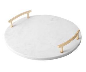 Plateau en marbre au design très demandé, plateaux décoratifs, plateau en pierre, plateau de service, plateau de service en marbre avec poignée en métal à prix abordable - Product Image 2