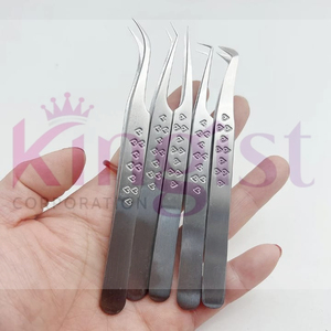 <b>Precision</b> Stainless Steel Eyelash Tweezers Set Smooth Tip Curved Straight For Beauty Application - Product Image 5