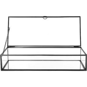 Boîte de terrarium en verre transparent de luxe sur mesure avec couvercle à charnière en métal, présentoir de plantes de table, organisateur pour mariage - Product Image 1