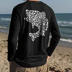Chemise de pêche à manches longues pour homme, noire, impression par sublimation, protection UV UPF 50, 100 % polyester, séchage rapide, haut de performance - Product Image 4