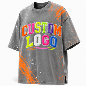 Camiseta Extra Grande con Logotipo Personalizado para Hombre, Manga Corta, Bordado Frontal con Letras, Estilo Urbano, Cuello Redondo, Jersey de Algodón - Product Image 3