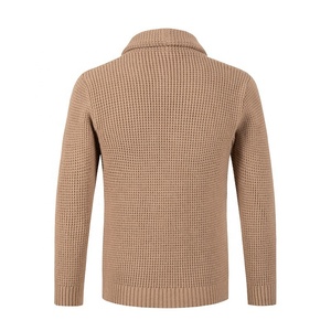 <b>Men's</b> Waffle‑Knit Shawl Collar <b>Cardigan</b> Soft Acrylic Polyester Nylon Tri-Blend Button‑Up Sweater with Front Pockets for Autumn - Product Image 5