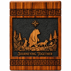 Wooden Urn Keepsake <b>Box</b> Animal Forest Carved <b>Memorial</b> Ash Container Gift Case - Product Image 1