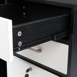 Spedizione Gratuita: Mobile da Ufficio in Legno 90x40 cm con 3 Cassetti e 2 Ripiani Aperti, Supporto per Stampante con Ruote - Product Image 5
