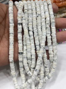 Perles de pierres précieuses de haute qualité pour la fabrication de bijoux, 17 pouces, Hawolite naturel, facettées, forme Heishi, taille 7-8 mm - Product Image 5