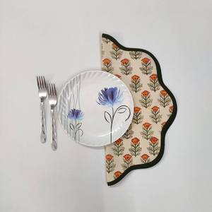 Sage Green Flower Placemat Block Print fabric <b>table</b> <b>mat</b> easy care <b>TABLE</b> DECOR washable rustic kitchen decor dining <b>mat</b> - Product Image 5