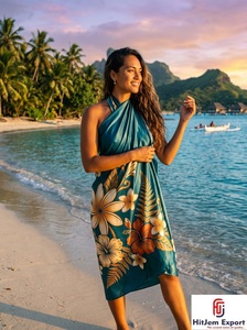 Pareo Hawaiano Polinesio, Sarong Tejido con Diseño Floral, Ligero, para Playa, Ropa de Verano para Niños, Tela Personalizada OEM ODM - Product Image 5