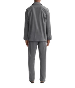 Conjunto de pijama de algodón suave para hombre, ropa de dormir de manga larga con botones delanteros, ropa de dormir de dos piezas, venta al por mayor, diseño personalizado de fábrica OEM - Product Image 3