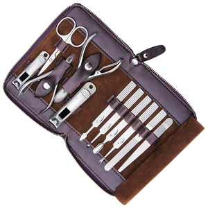 Wholesale 8-Piece German Stainless Steel Manicure Pedicure Kit Nail <b>File</b> Scissor Pusher Beauty Set PU Zipper <b>Case</b> Box Packaging - Product Image 3