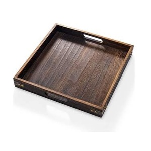 Modern Living Room <b>Walnut</b> Wooden Rectangular Tray <b>Coffee</b> <b>Table</b> & Ottoman Organizer - Product Image 4