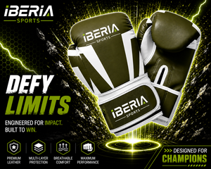 Gants de boxe personnalisés IBERIA vert olive et blanc, gants d'entraînement et de sparring de qualité supérieure, logo personnalisé, OEM, ODM, équipement de boxe en gros - Product Image 6