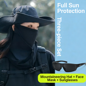 Ensemble Chapeau de Cowboy Western et Lunettes de Soleil Unisexe pour Adulte avec Large Bord, Protection UV400, Séchage Rapide et Couverture Faciale Respirante - Product Image 2