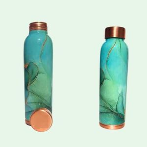 Emerald Flow Copper <b>Water</b> <b>Bottle</b> Abstract Ink Pattern Green Marble Design Reusable Drinking <b>Bottle</b> for Home Office Travel - Product Image 4
