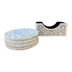 WONDEROVERSEAS Ensemble de sous-verres incrustés d'os en bois de noyer de haute qualité Style classique 4 pièces pour thé et café pour restaurant à la maison - Product Image 5