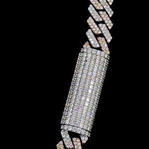Collar de Cadena Cubana Shrilike Jewel de Lujo, Plata 925, Chapado en Oro de 18K, Diamantes con Corte Cojín, 2mm-6.5mm, para Hombre, Certificado IGI, Uso Diario - Product Image 6