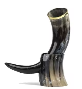 Juego de Cuernos Vikingos Rústicos para Cosplay, Ferias de Fantasía, Cuerno para Beber Hecho a Mano con Cuerno de Búfalo Ecológico, Estilo Nórdico Histórico - Product Image 2